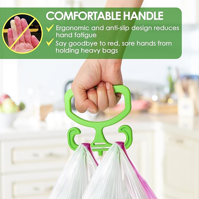 2-Pack Grocery Bag Carrier Handle β Heavy Duty Plastic Bag Holder for Shopping, Buckets & More | Comfortable Grip, Holds 100lbs β Reusable & Easy to Carry