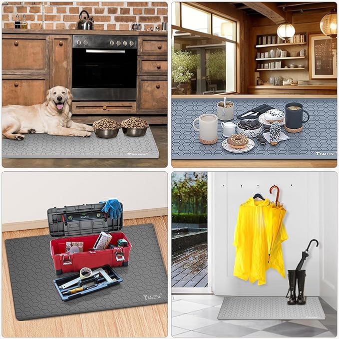 BALEINE 28''×22'' Under Sink Mat, Waterproof Food Grade Silicone Undersink Mat, Cabinet Shelf Drip Tray, Under Sink Liner for Kitchen, Bathroom (Blue)
