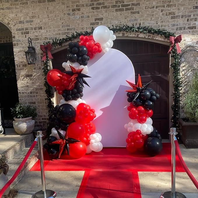 EICUECUE Red and Black White Balloons Garland Arch Kit 200Pcs - 5 10 12 18 inch Different Size Balloons for Graduation Birthday Anniversary Racing Car Poker Card Theme Party Decorations