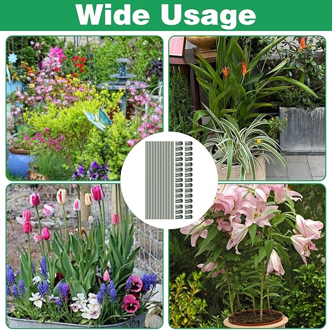 50Pcs Plant Stake Clip Set Green, Plant Sticks Supplies Support Tall, Useful Support Clips, Fine Workmanship Allow Bending Suitable for Various Plant Pots Indoors and Outdoors