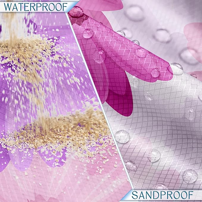 BYDOLL Beach Blanket Waterproof Sandproof 78''ร110'' Suits1-7 Adults Compact Lightweight Oversized Sand-Free Blanket Large Picnic Mat for Beach Travel Camping Hiking