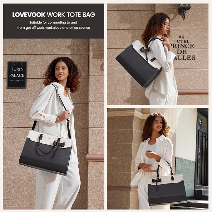LOVEVOOK Laptop Tote Bag for Women,Leather Work Bag, Waterproof Business Teacher Bag,Large Computer Handbag Purse Briefcase,Office Gifts for Women