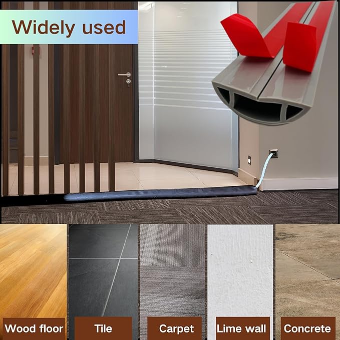 BEIEBIJOB 3.3ft Self-Adhesive Floor Cord Cover, Cord Hider for Floor, Cable Cavity: 0.61"(W) x 0.32"(H), Heavy Duty Cable Protector, Hide Extension Cords, Cable Management for Hiding Wires on Floor, Walnut Wood