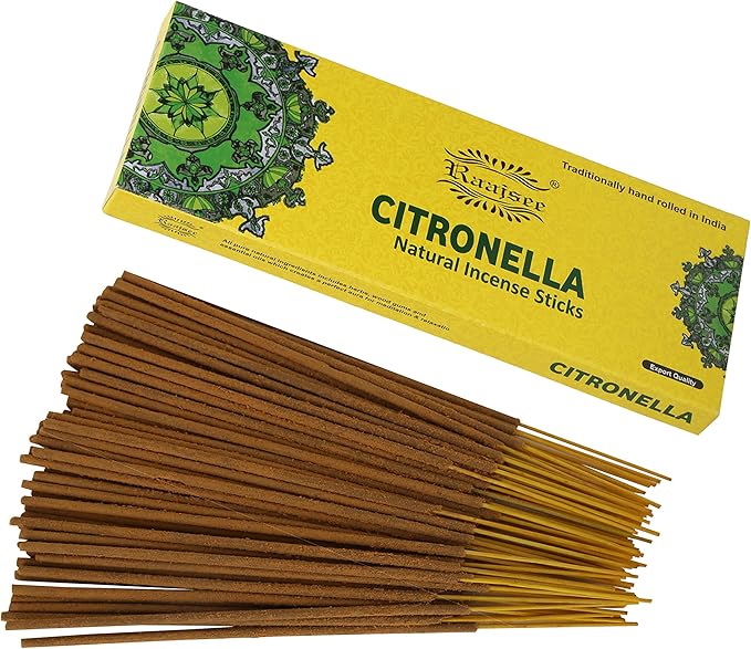 Raajsee Citronella Incense Sticks 100 gm Pack-100% Pure Organic Natural Hand Rolled Free from Chemicals-Perfect for Church,Aromatherapy,Relaxation,Meditation,Positivity & Sensual Therapy