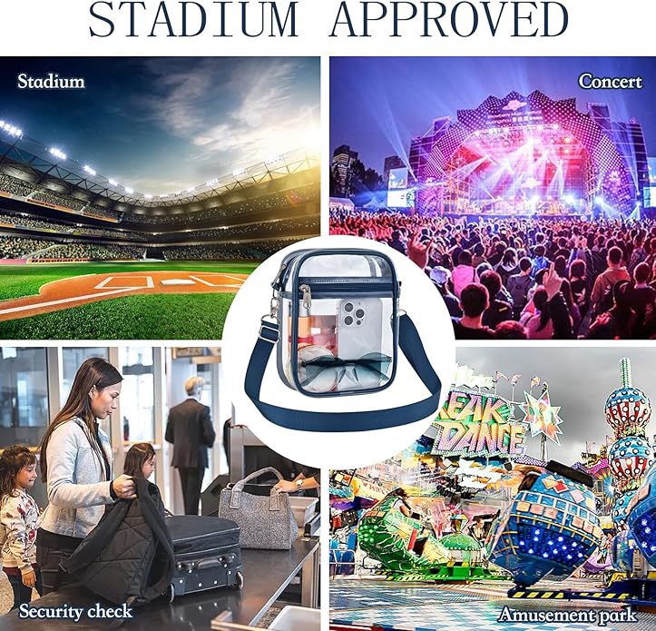 USPECLARE Clear Purse Stadium Transparent Messenger Bag Stadium Approved for Men and Women Clear CrossBody Bag