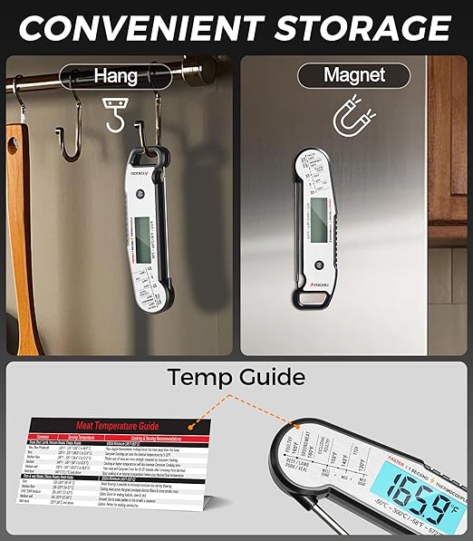 Atogou Professional Meat Thermometer Digital for Cooking Food, <1 Sec Instant Read & ±0.5℉ Accuracy, IP67 Waterproof, Thermocouple Sensor Probe, for Kithchen, BBQ, Grill, Silver
