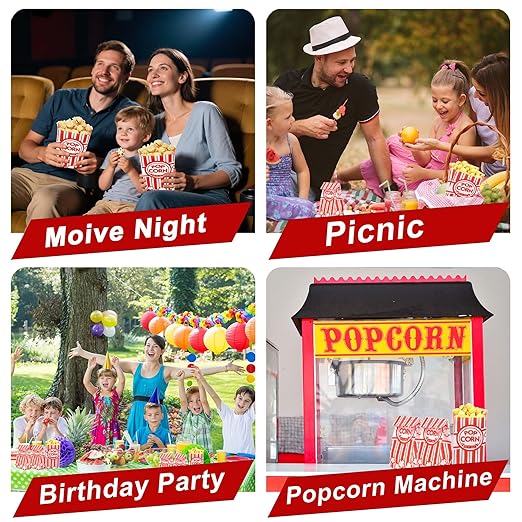Homrelaxy 110 Pcs Paper Popcorn Bags, 1 oz Popcorn Bags Individual Servings, Bulk Pop Corn Sleeves for Pop Corn Machine, Movie Night, Cinema, Carnival, Party, Concessions