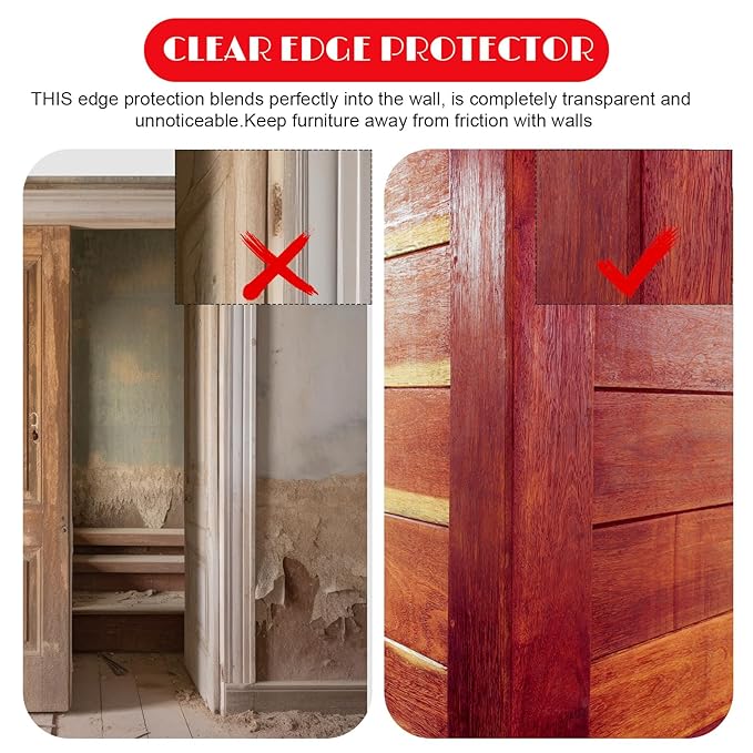 10 Pcs Wall Corner Protector, Clear Self-Adhesive Corner Protectors for Walls for Baby, Furniture, Door, Tables, Cover Sharp Furniture, Easy to Install(31.5'' X 1.18'')
