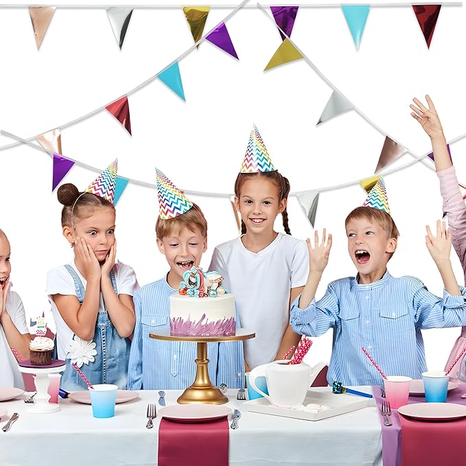 48 Small Flags Metallic Pennant Banner Flags with 6 Colors for Birthday Party Decorations/Classroom/School 9.8ft Long (Colorful)