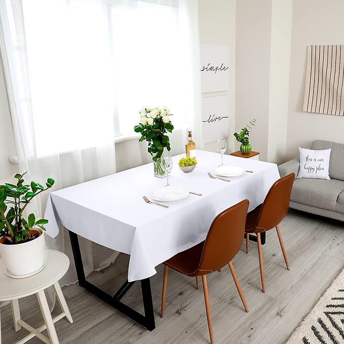 Utopia Kitchen Rectangle Table Cloth 2 Pack(54x78 Inches, White), Tablecloth Machine Washable, Polyester Table Cover for Dining, Buffet Parties, Picnics, Events, Weddings and Restaurants