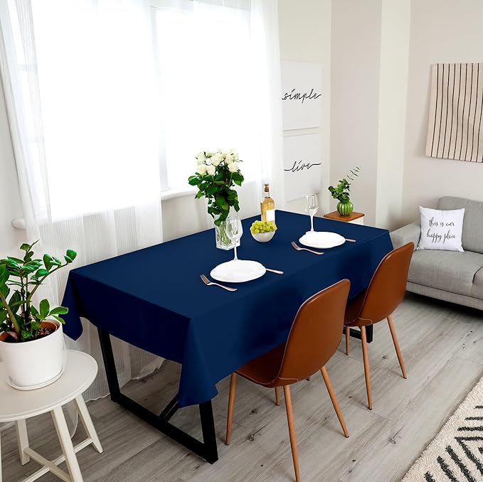Utopia Kitchen Rectangle Table Cloth 1 Pack (60x102 Inches, Navy Blue), Tablecloth Machine Washable, Polyester Table Cover for Dining, Buffet Parties, Picnics, Events, Weddings and Restaurants