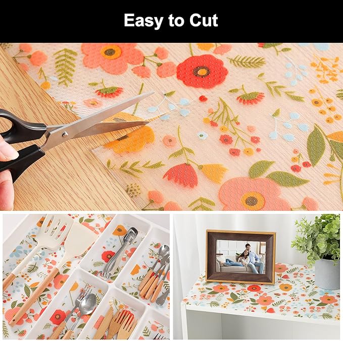 Cooyes Shelf Liner – Premium Non-Adhesive Cabinet & Drawer Liner for Kitchen – Waterproof Shelf Paper with Modern Pattern – Durable EVA Cabinet Mat – Easy to Cut (11.8" W x 360" L)