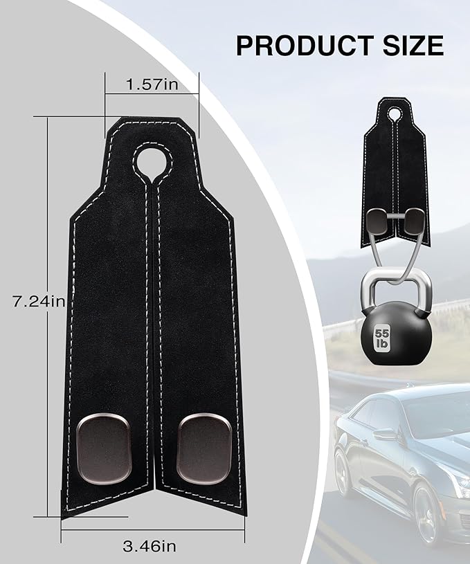 MOBIKEY Purse Hook for Car, Car Hooks for Headrest Car Seat Hooks Purse Hanger for Car 100% Metal & Premium Leather 2025 Latest Car Organization Accessories for Bags, Purses, Phones etc (Black 2Pcs)