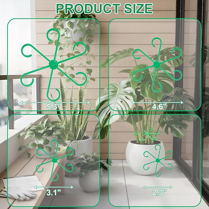 8 PCS Plant Stem Support – Reusable Plastic Plant Stem Holder for Monstera, Indoor Plant Support Clips, Gardening Accessories (Green)