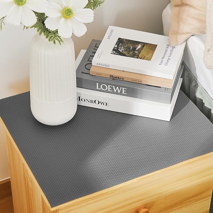 ALIUNI 100% EVA Shelf Liner for Kitchen Cabinet, 18" x 240" Drawer Liners Non Adhesive Non Slip Waterproof Plastic Paper, Dresser Pantry Bathroom Refrigerator Protector, Grey