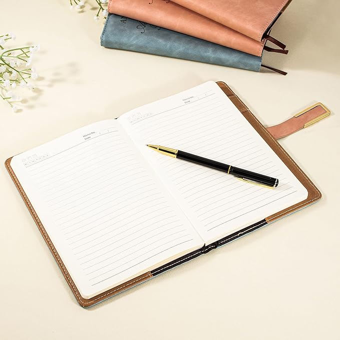 Fanery Sue Tree of Life Refillable Writing Journal for Women&Men Faux Leather Hardcover Notebook A5 College Ruled 200 Lined Pages Lay-Flat Personal Diary with Pen&Magnetic Buckle (Tree of Life-Pink)