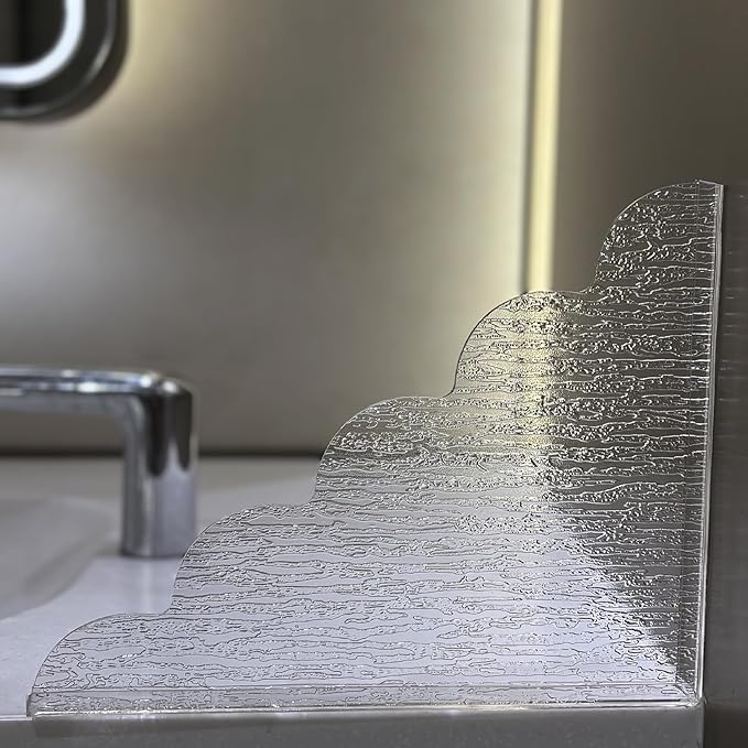 Large Shower Splash Guard, 2 Pack, 9.1 x 11.5 Inch, Waterproof Bathtub Corner Water Blocker with Silicone Base, Unique Acrylic Baffle for Bathroom, Kitchen Sink