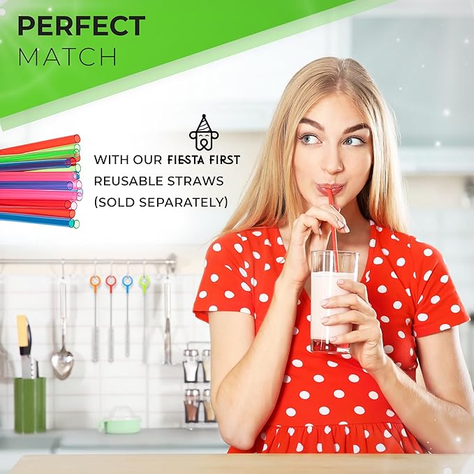 Buenalife Heavy Duty Cleaning Brushes Set of 8 - Extra Long Straw Cleaners for Metal and Plastic Reusable Drinking Straws, to Clean Small Spaces, Sippy Cups, Water Bottles - Sturdy Hard Brush Bristles