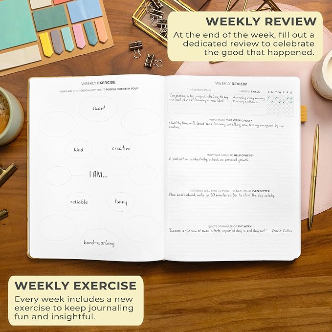 Clever Fox Gratitude Journal Large – Happiness, Positivity & Affirmation Journal – Inspirational Daily Notebook, 3 Months, 8.3x11” (Amber Yellow)