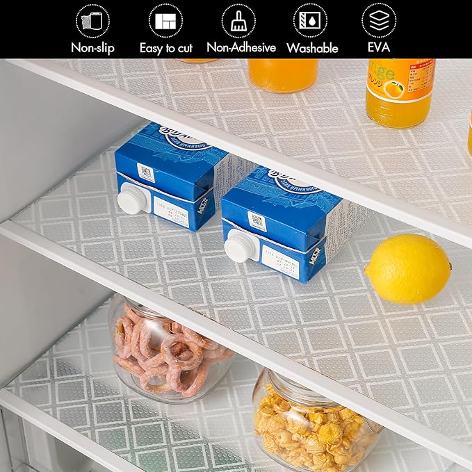 Cooyes Shelf Liners for Kitchen Cabinets – Non-Adhesive Drawer and Cabinet Liner, Waterproof and Oil-Proof Kitchen Cupboard Shelf Paper, EVA Material Fridge Liner for Refrigerator – Modern Pattern