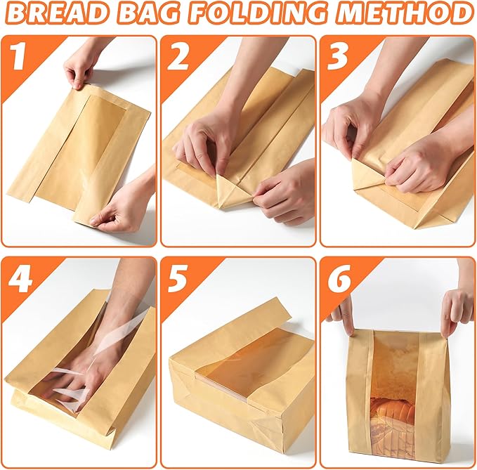 200 Pcs Bread Bags for Homemade Bread, Sourdough Paper Bags With Window, 50% Thicker 13.7x8.2x3.7in, A Large Bakery Bag Used for Storage Sourdough & Snacks, 210 Cute Sealing Stickers With Ties