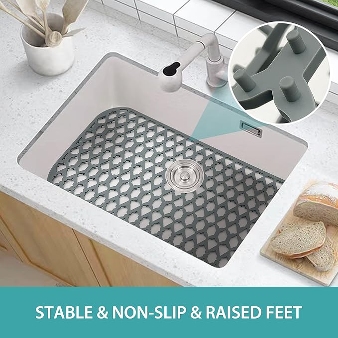 Sink Protectors for Kitchen Sink, Kitchen Sink Accessory - Silicone Mats Grid for Stainless Steel Strainer Bottom of Farmhouse Porcelain sinks (30”x14”)