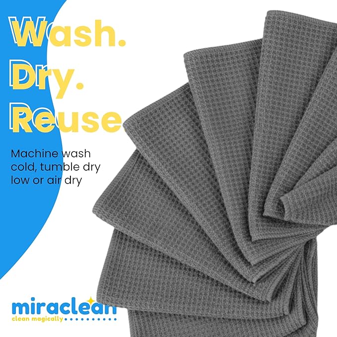 Waffle Weave Microfiber Cloths - 12 x 12 inches - Lint Free Cloth, Streak-Free Absorbent Microfiber Glasses Cleaning Cloth, Screens, Dusting & Appliances - 12 Pack Premium Cloth Wipes