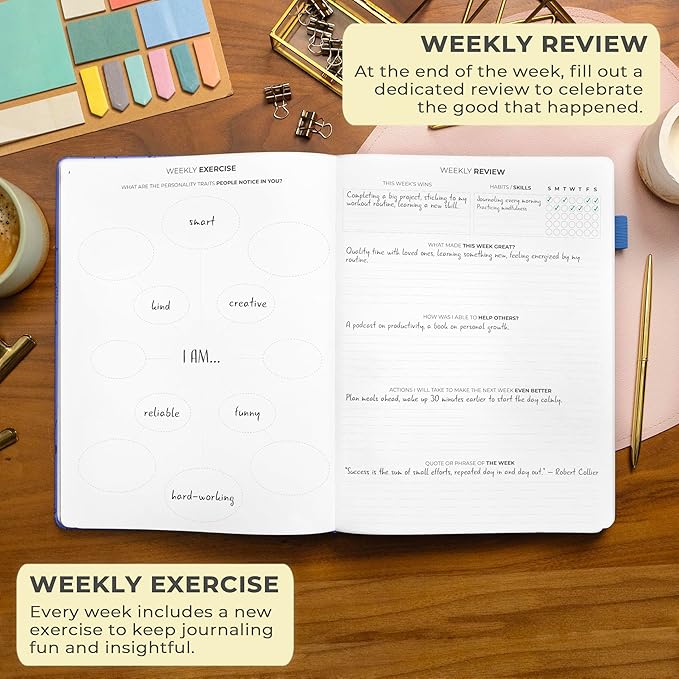 Clever Fox Gratitude Journal Large – Happiness, Positivity & Affirmation Journal – Inspirational Daily Notebook, 3 Months, 8.3x11” (Mystic Blue)