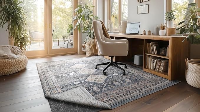 Mohawk Home 10' x 14' Premium Luxury Non Slip Rug Pad 1/4 Thick Dual Surface Felt + Rubber Gripper - Safe for All Floors, Synthetic Fiber, Grey
