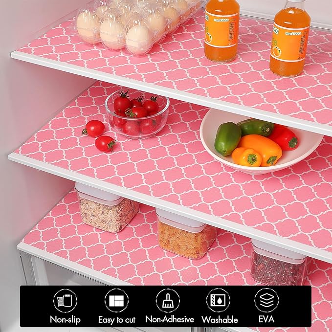 Cooyes Shelf Liner, Non-Adhesive Drawer and Cabinet Liner, EVA Washable Oil-Proof Shelf Paper for Kitchen Cabinets, Refrigerator, Storage, Desks with Modern Pattern