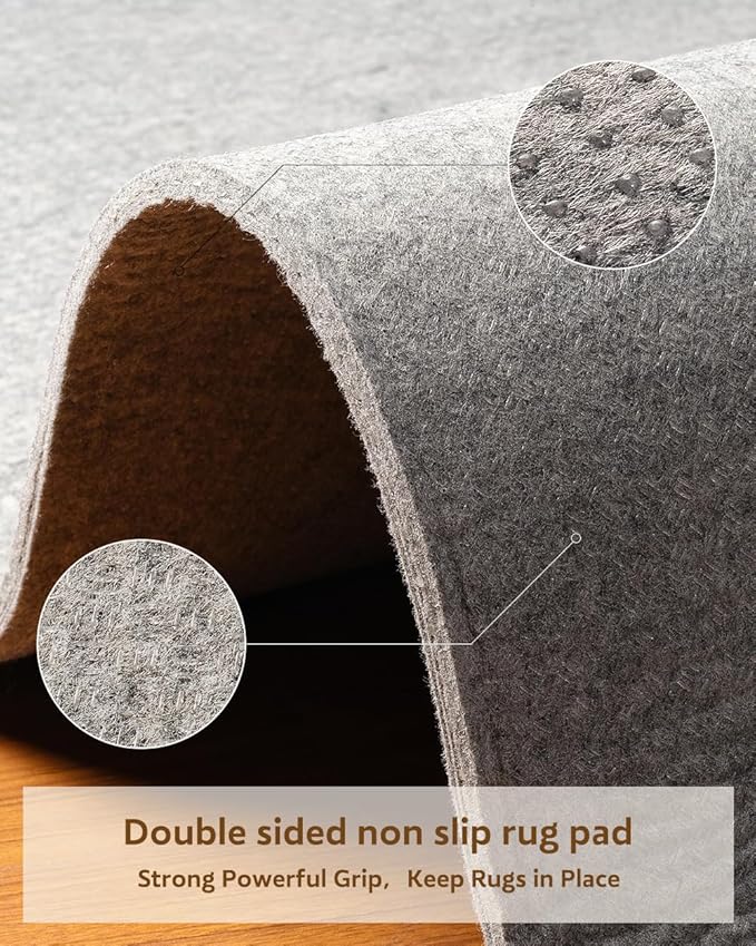 Resare Non Slip Rug Pad Gripper Extra Thick Dual Surface Felt Under Rug for Area Rugs and Hardwood Floors, Super Cushioned Non Skid Carpet Padding - 7x10 Feet 1/4" Double-Sided Non Slip