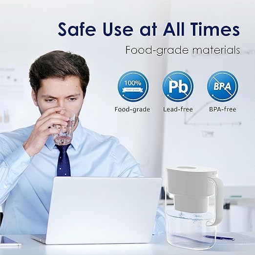 Waterdrop PT-07W Water Filter Pitcher, 10-Cup, NSF Certified, 200-Gallon Long-Life Filter, Improves Coffee & Tea Taste, Reduces PFOA/PFOS and Chlorine, 5X Longer Filter Life, White