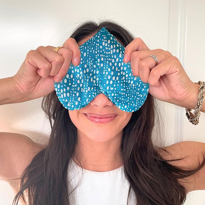 Handmade Weighted Heart-Shaped Eye Pillow - Organic Lavender & Flax Seed, Hot/Cold Compress for Stress Relief- Meditation Tool