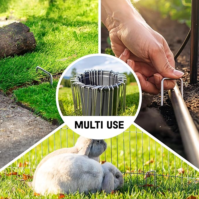 6 Inch Garden Stakes, 50 Pack Landscape Staples Anti-Rust 11 Gauge Galvanized Ground Stakes Pins for Yard Fabric, Lawns, Weed Barriers, Landscape Fabrics, Irrigation Hose