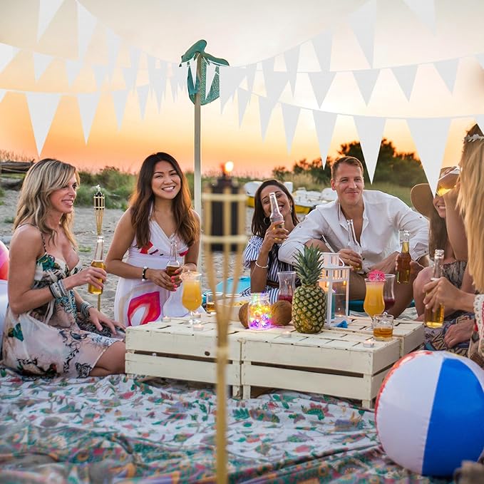 Tatuo 820 ft 500 Pcs Pennant Banner Flag String Hanging Triangle Bunting Flag for Carnival Party Outdoor Events Birthday Classroom Decoration(White)