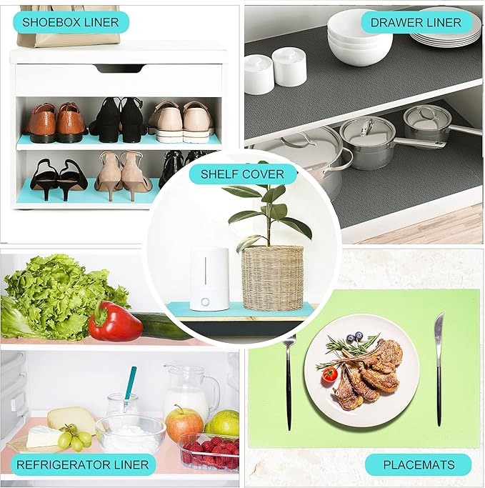 16 Pcs Refrigerator Liners Mats Washable, Refrigerator Mats Liner Waterproof Oilproof, Shinywear Fridge Liners for Shelves, Cover Pads for Freezer Glass Shelf Cupboard Cabinet Drawer (16 Gray)