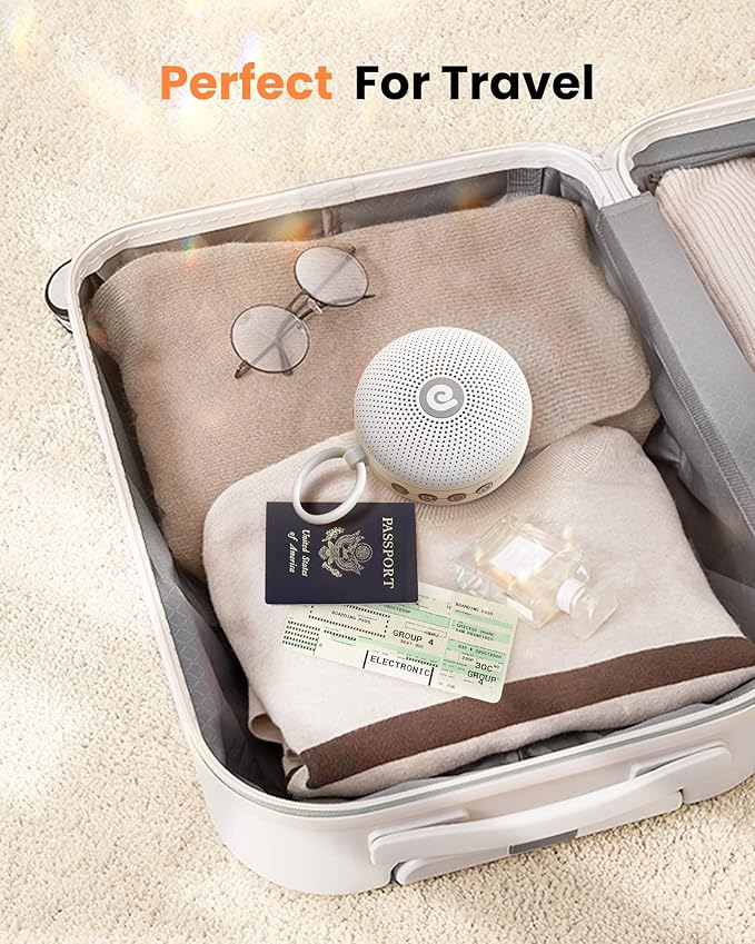 Dreamegg Portable Noise Machine for Baby Adult, Features Powerful Battery, 21 Soothing Sound, Noise Canceling for Office & Sleeping, Sound Therapy for Home, Travel, Registry Gift, Classic White