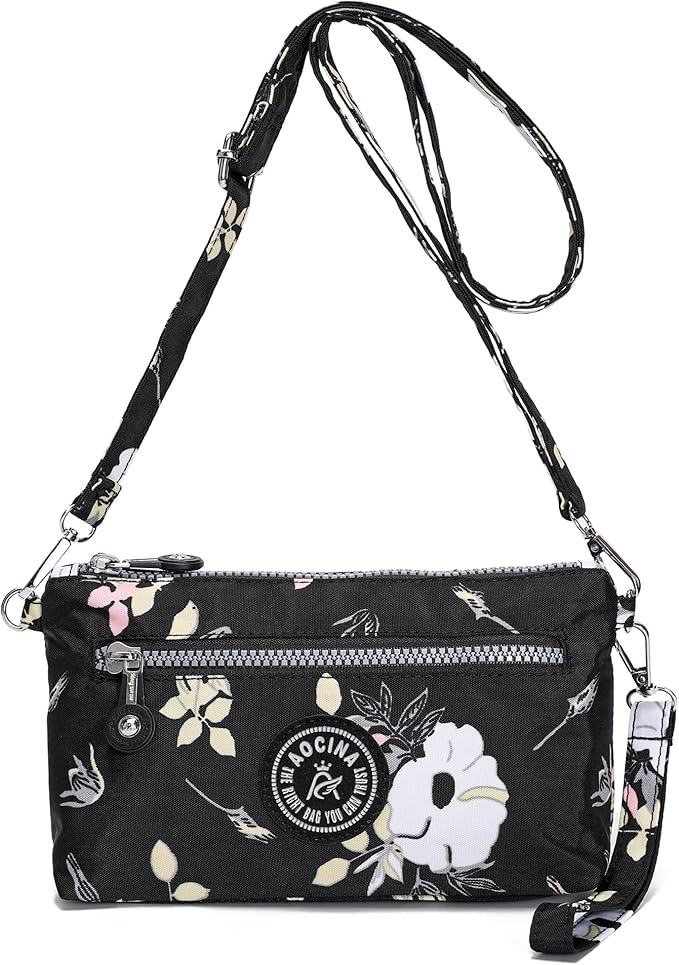 AOCINA Small Wristlet Wallet for Women RFID Blocking Crossbody Purse Gifts for Valentine's Day Nylon Cell Phone Purses