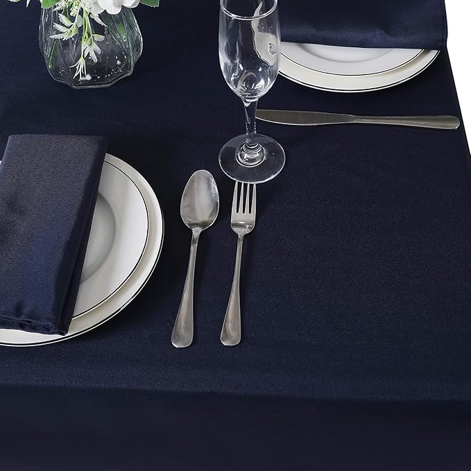 Cupuamon Square Tablecloth 90x90 inch Washable Polyester Fabric Table Cloth for Wedding Party Dining Banquet Decoration(90x90,Navy)
