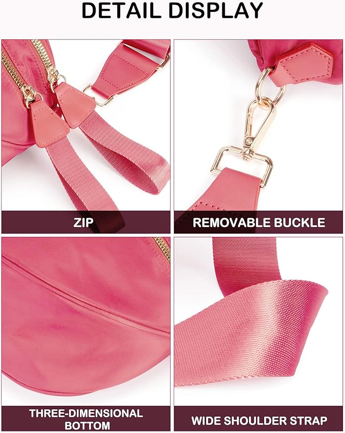 FEIBOON Spacious Nylon Crossbody Bag Bum Bag Handbags Wallets Purses Trendy Shoulder Bag for Women