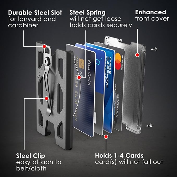 GOVO T4 Badge Holder/Wallet - Durable Polycarbonate ID/Credit Holder with Metal Clip and 4 Cards Slot (Holds 1 to 4 Cards) (Tan)