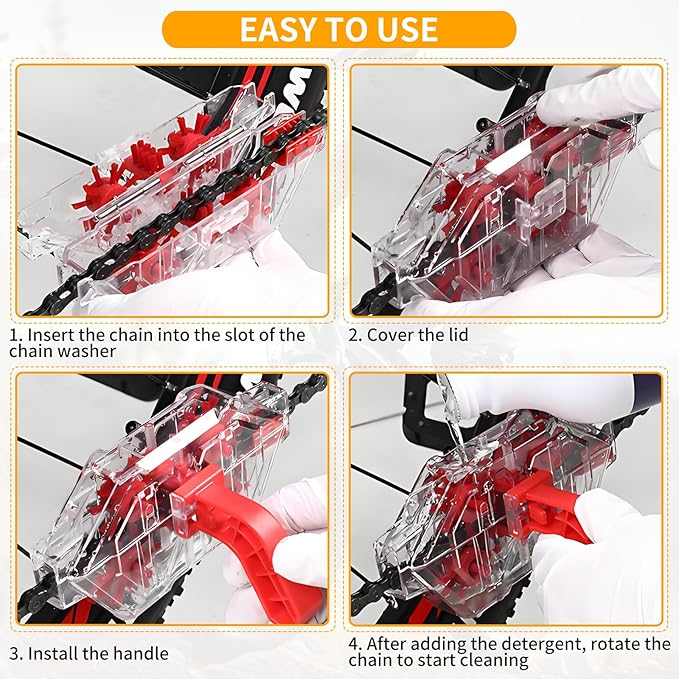 Bike Chain Cleaner Tool Kit – Transparent Bicycle Chain Cleaning Machine with Built-in Brushes, Quick Deep Clean Chain Washer for Mountain & Road Bikes
