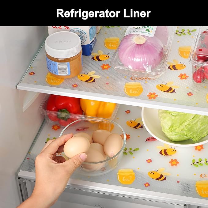 Cooyes Shelf Liner – Non-Slip Cabinet & Drawer Liner for Kitchen – Non-Adhesive Waterproof Shelf Paper with Modern Pattern – Durable EVA Cabinet Mat – Easy to Cut (Amber,11.8" W x 118" L)