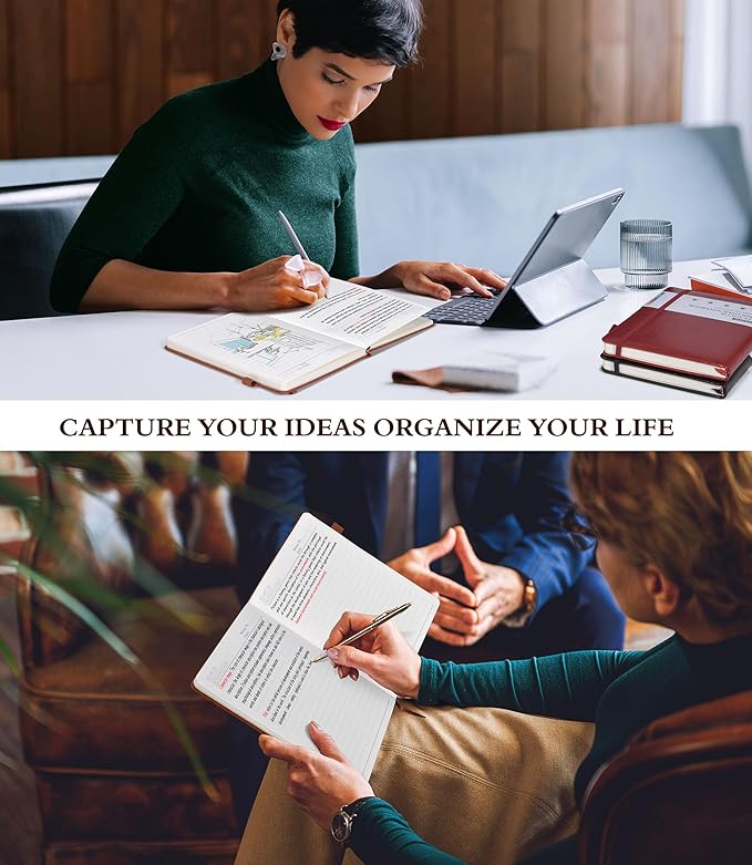 Lined Journal Notebook for Writing, A5 100 GSM Thick Paper, Leather Hardcover Journal for Woman Men, Travel Journal Diary 160 Pages(5.75'' X 8.38''Brown)