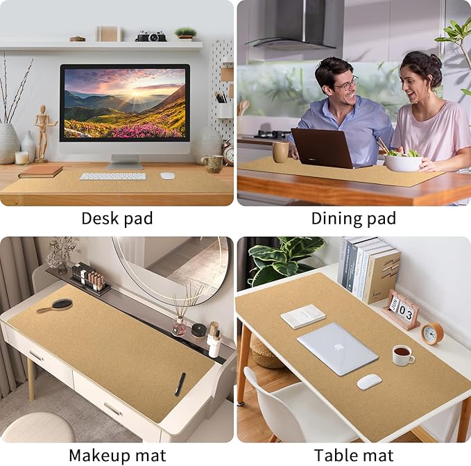 Bloss Gold Leather Desk Mat 35.4" x 15.7", Large Keyboard Pad for Desk, Desk Mat for Desktop, Waterproof Desk Pad Mat, Computer Mat for Office/Home/Decor