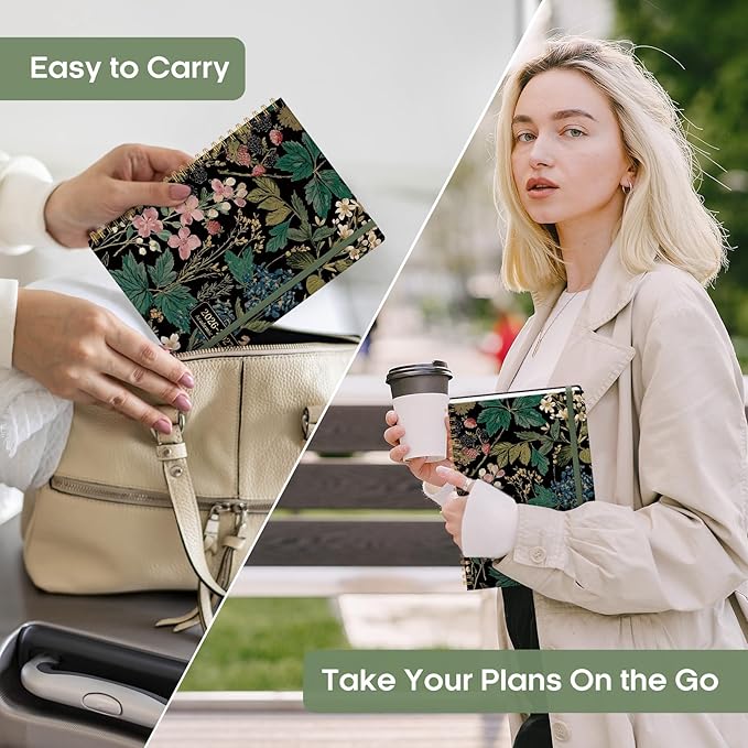 Academic Planner 2026-2027, Weekly and Monthly Calendar Book, July 2026 – June 2027, Hardcover Planner with Tabs, Perfect for Teachers, Students, Women & Men, A5 (6.4" x 8.5") - Forest Botanica