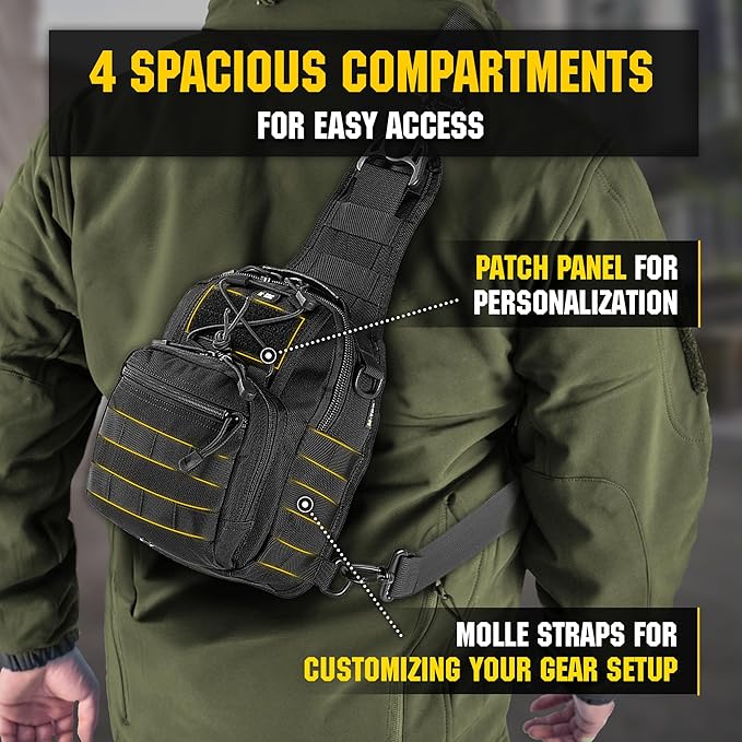 M-Tac CCW Sling Bag for Men & Women - EDC Shoulder Bag Tactical - Crossbody Concealed Carry Bag - Mens Chest Pack