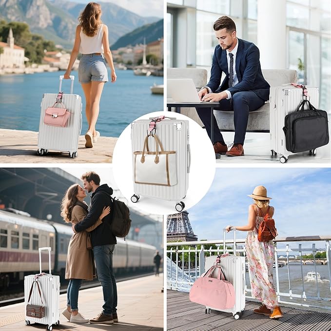 J Hook for Luggage Strap, Luggage Hook Strap Flight Attendant with Hands Free, Adjustable Luggage Hook for Carry on Bag