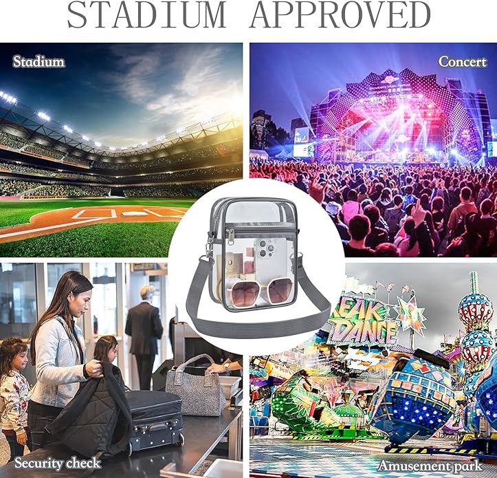 USPECLARE Clear Purse Stadium Transparent Messenger Bag Stadium Approved for Men and Women Clear CrossBody Bag