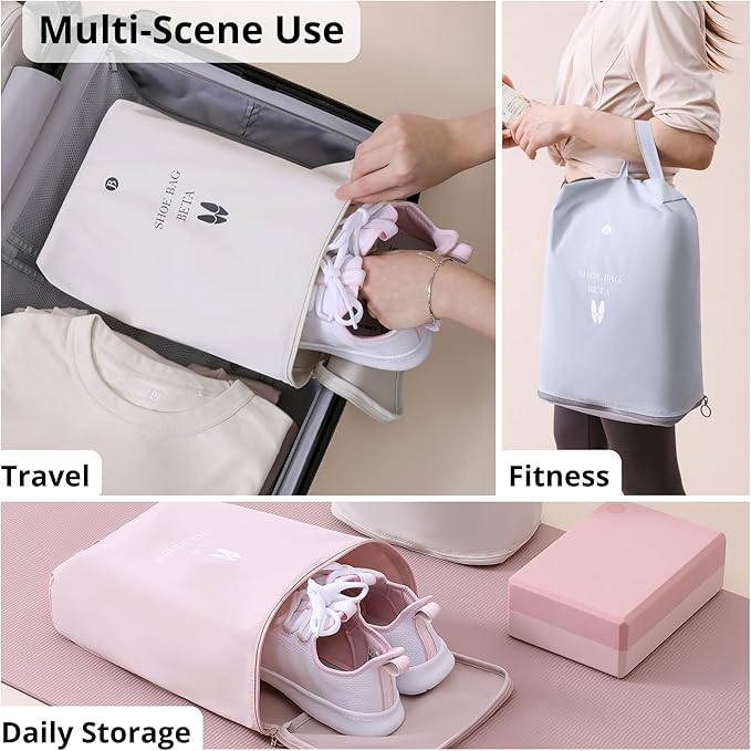 tianzong Shoe Bags for Travel, Water-resistant Shoe Storage Organizer with Zipper for Men and Women (Pink, T400-Beta)